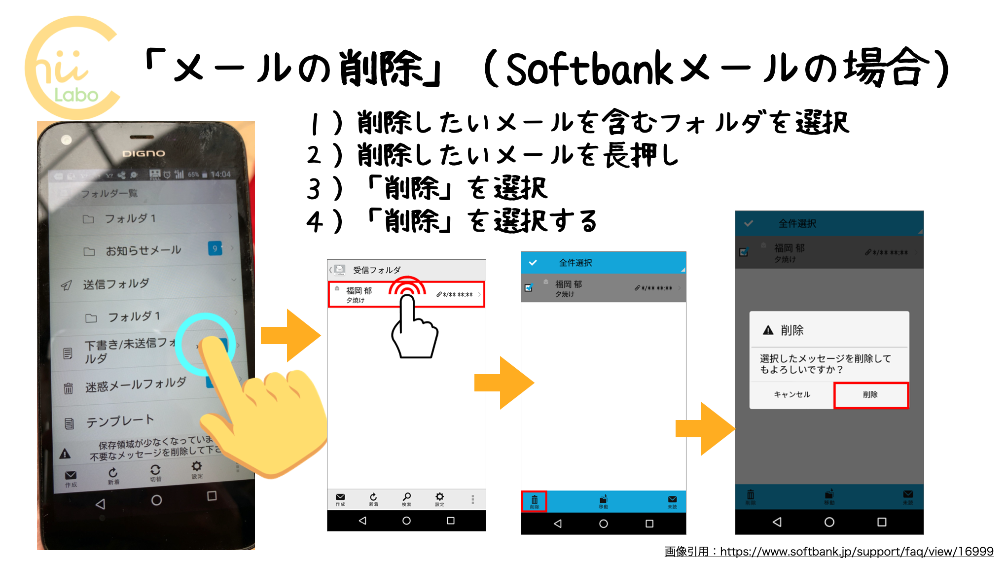 メールを削除する（SoftBankメールの場合）