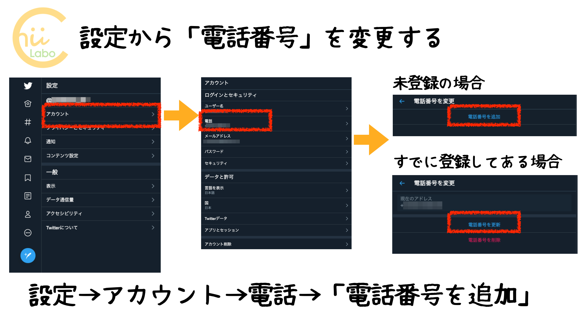 ツイッターに登録した電話番号は削除できる