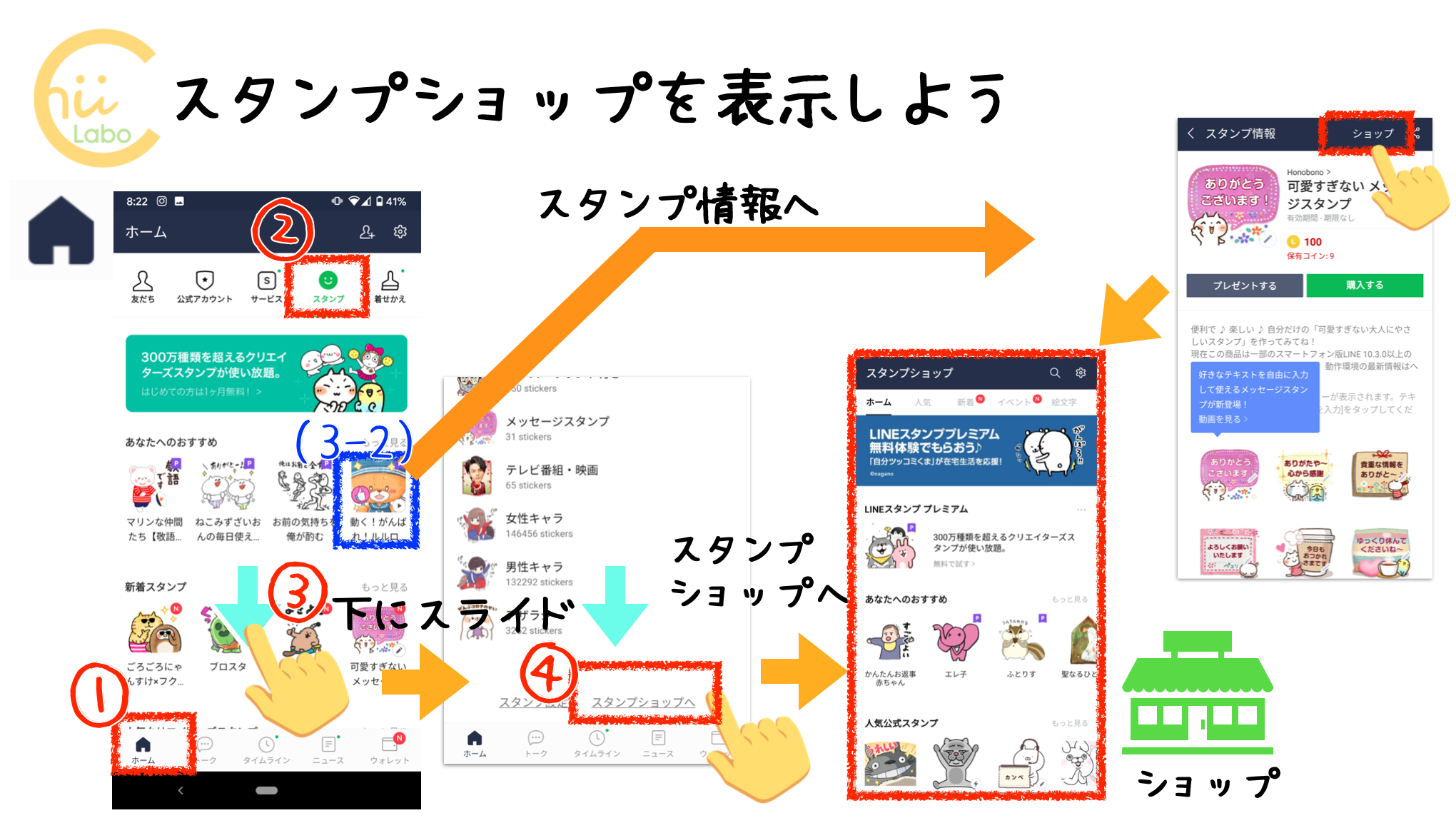 スタンプショップを表示する