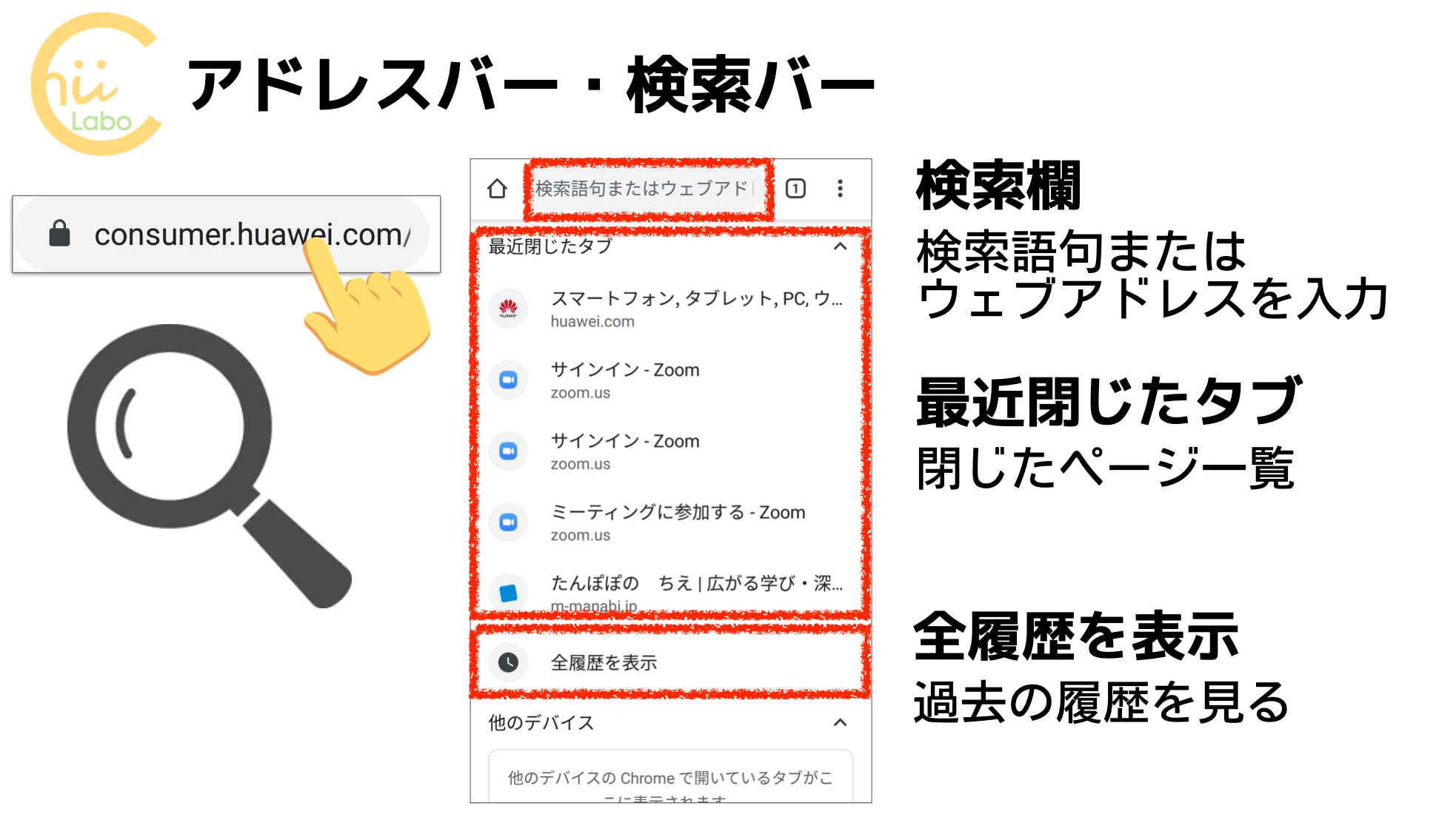 操作欄のボタン