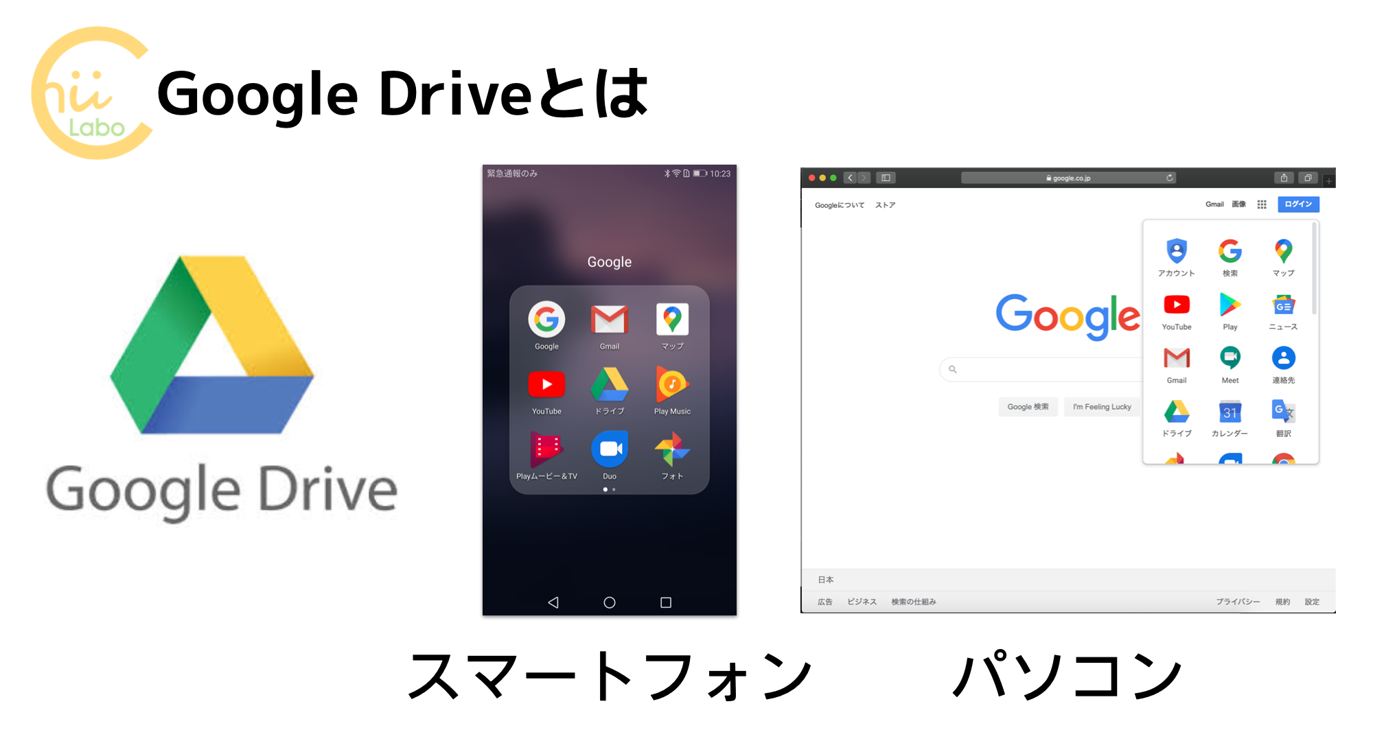 Google Driveの「ドライブ」アプリ