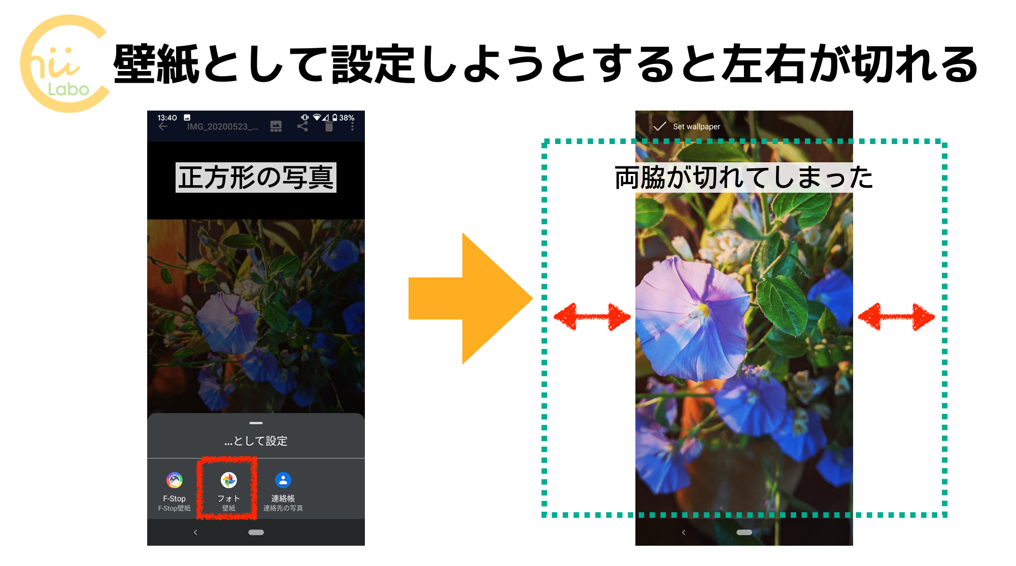縦横比の違う写真を壁紙に設定すると&hellip;
