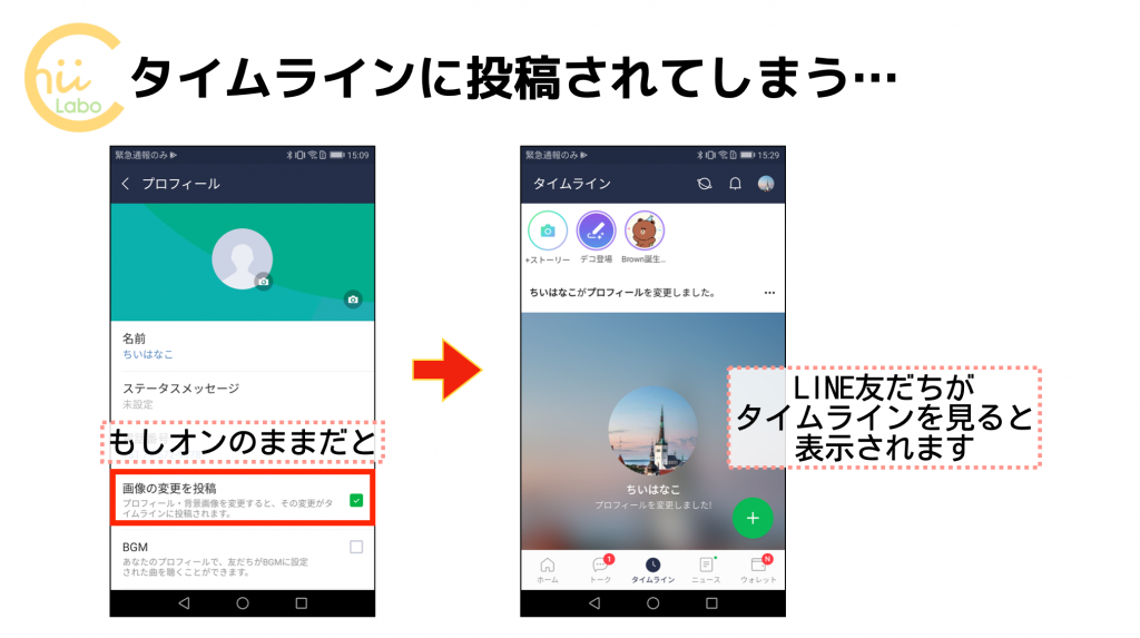 Line プロフィールを変更したら勝手にタイムラインに投稿された スマホ教室ちいラボ