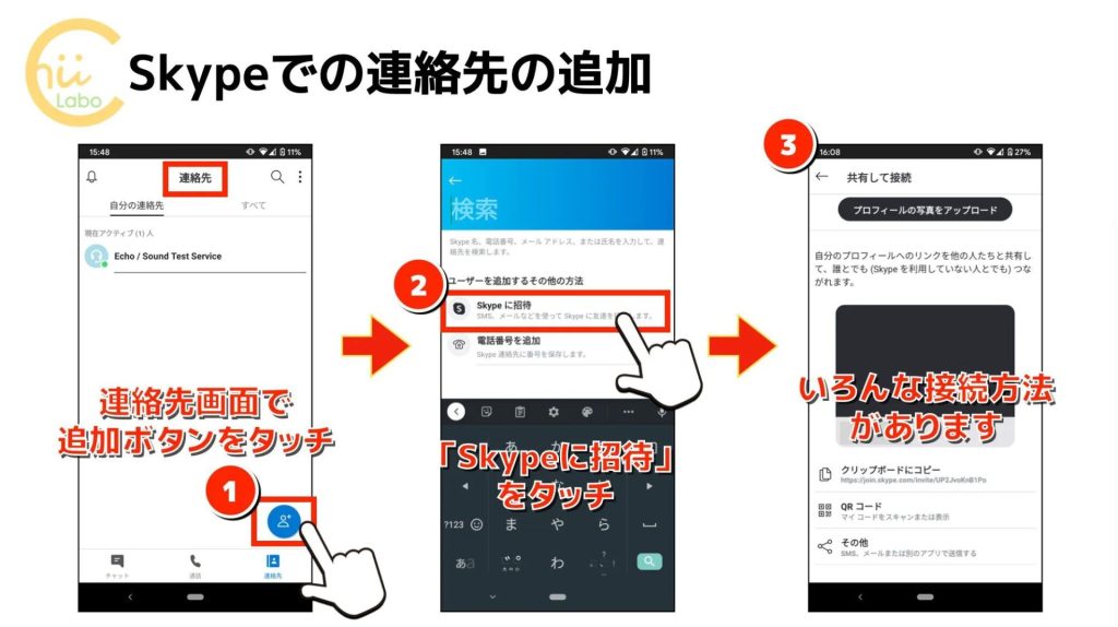 Skypeで連絡先を追加する