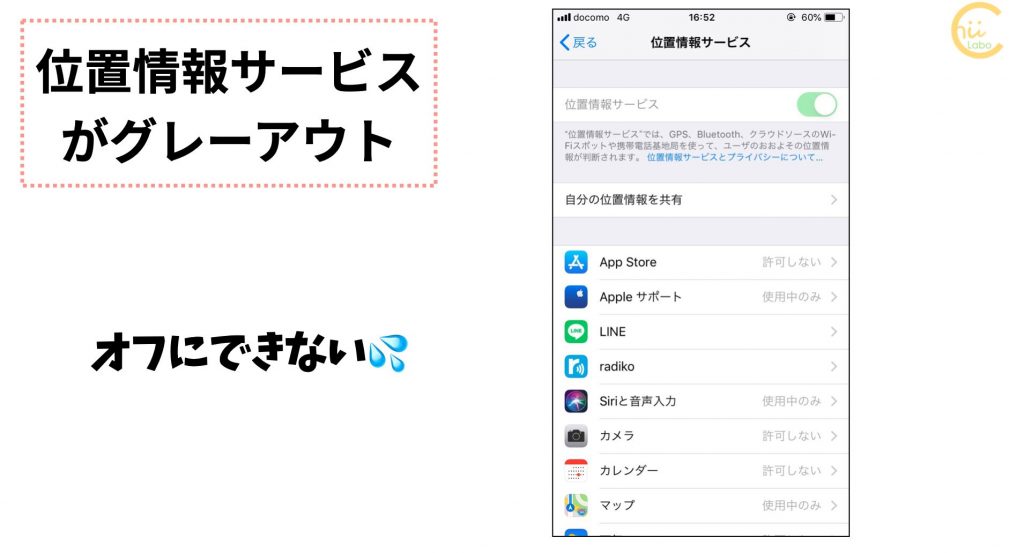 Iphone 位置情報サービスがオフにできない グレーアウト スマホ教室ちいラボ