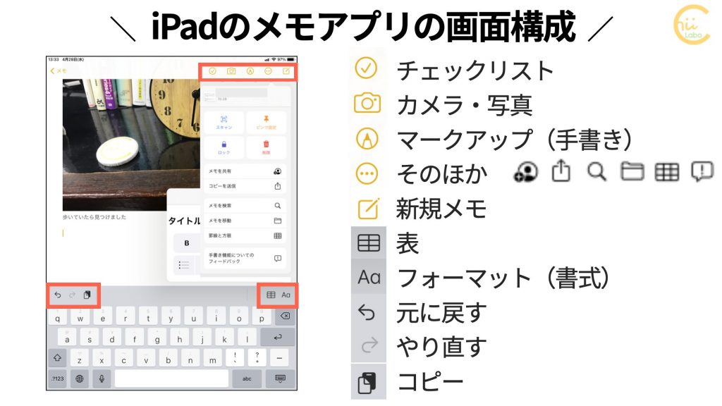 iPad OS 14.1のメモアプリ