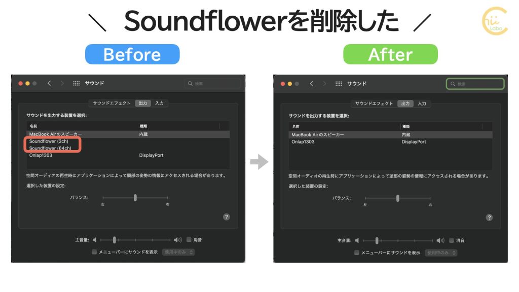 Soundflowerをアンインストールする