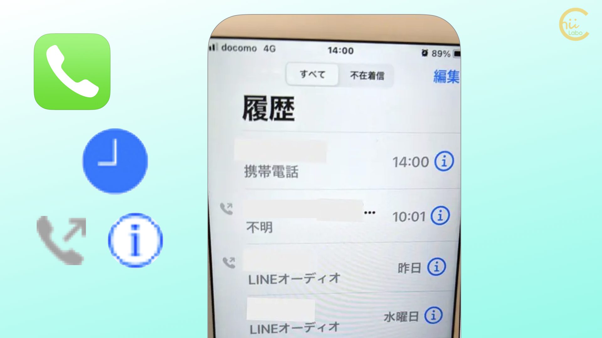 Iphoneの通話履歴は 発着信がひとまとめになっている スマホ教室ちいラボ