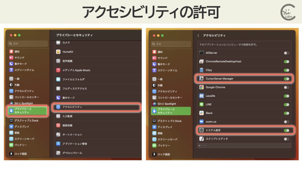 アクセシビリティの設定