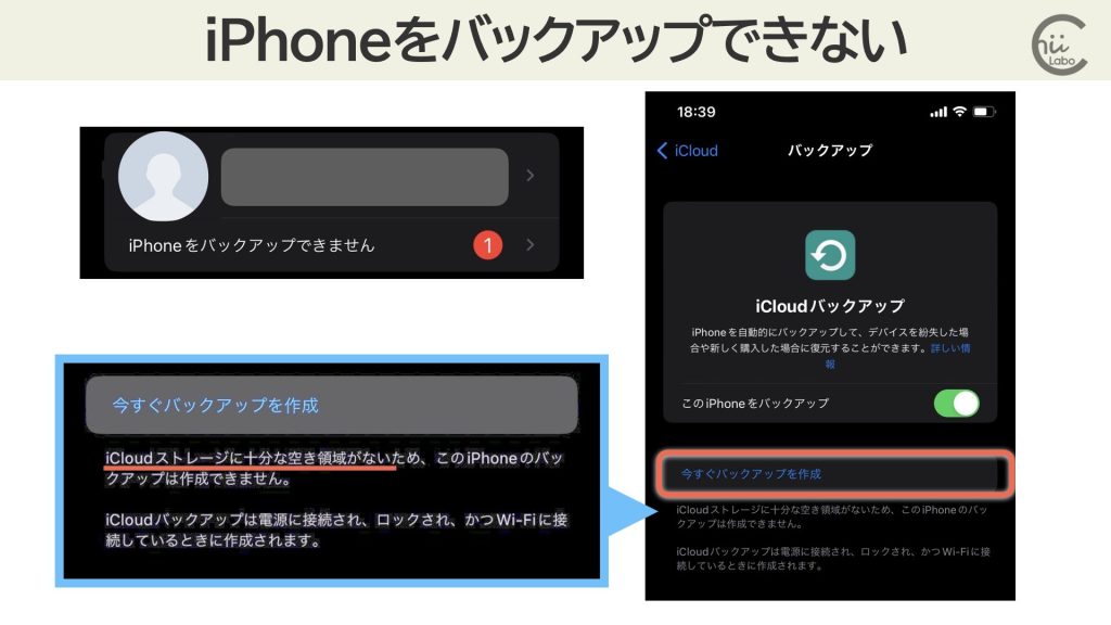 iCloudバックアップのサイズには誤差がある