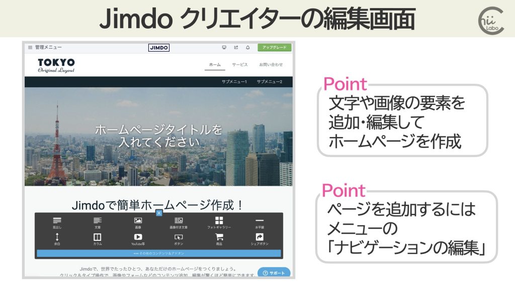 Jimdo(CMS)は手軽さ