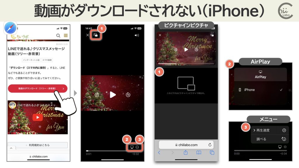 iPhoneでは動画ファイルは再生されるだけ