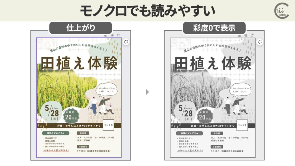 モノクロで仕上がりを確認する