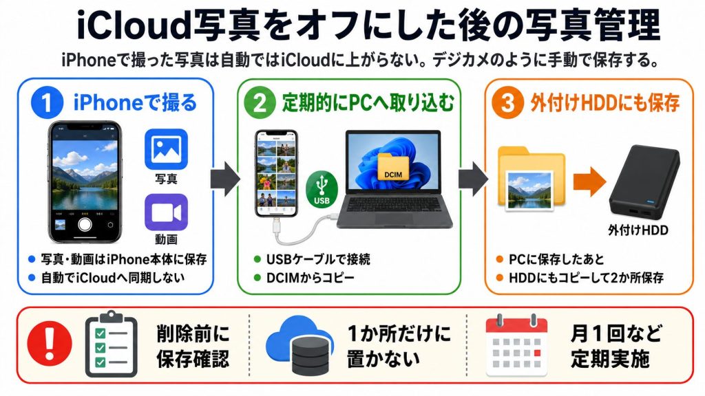 3. iCloud写真をオフにした写真管理